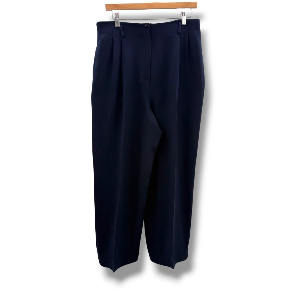 Pendleton Pleated Dress Pants Womens 16 Navy Blue High Rise Relaxed Straight Leg